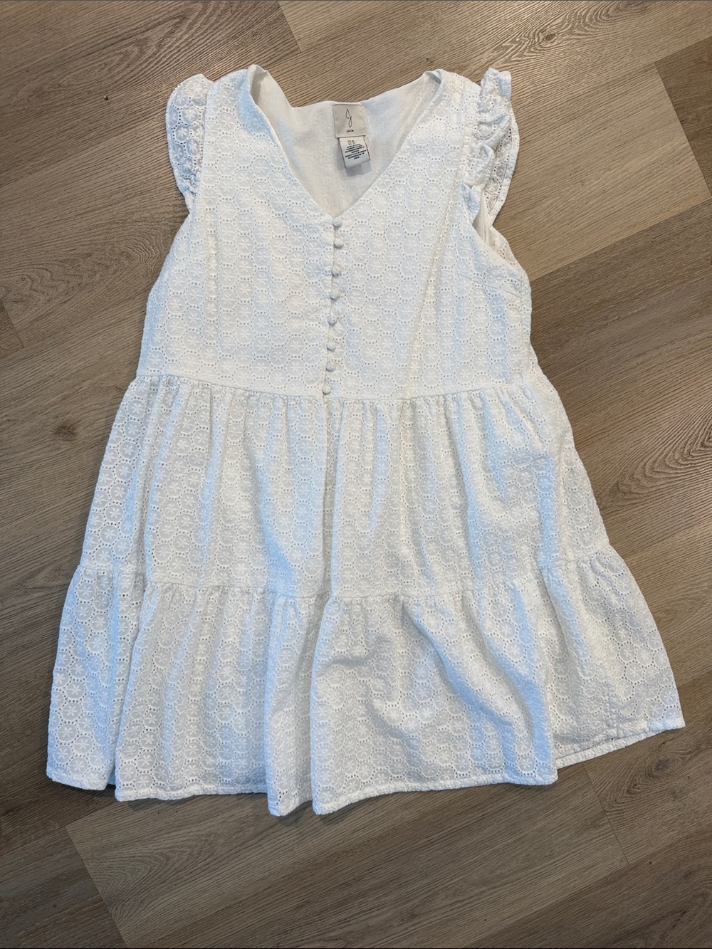 Joie White Eyelet Tiered Button-Front Dress